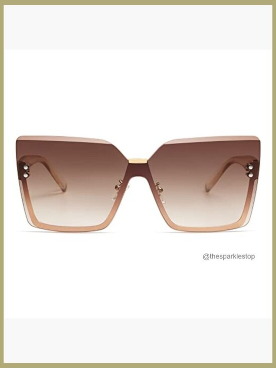Metal Frame Square Oversized Rimless Sunglasses UV400 Protection main image 7
